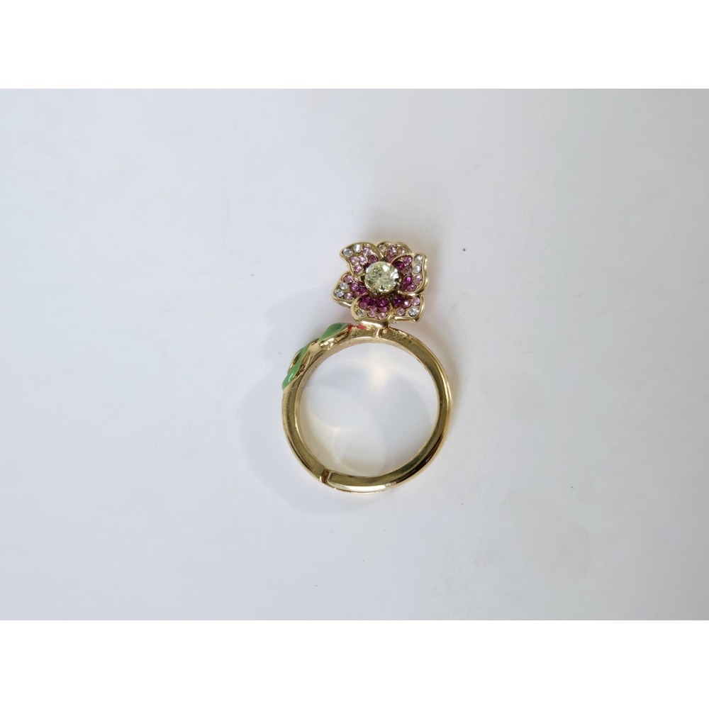 Juicy‎ Couture flower rhinestone ring gold tone